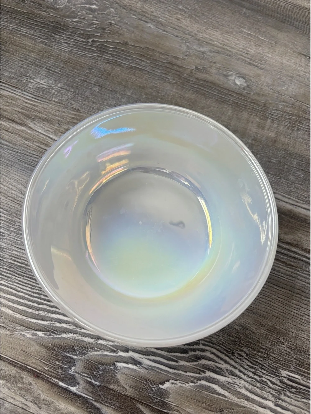 Vintage Fire-King Iridescent Glass Bowl, 6-Inch Rainbow Sheen, Made in USA